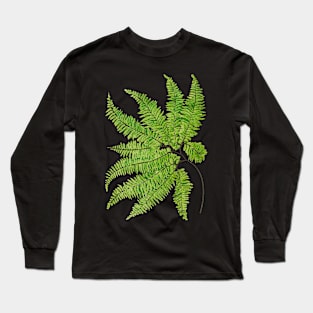 Rare maidenhair fern botanical illustration Long Sleeve T-Shirt